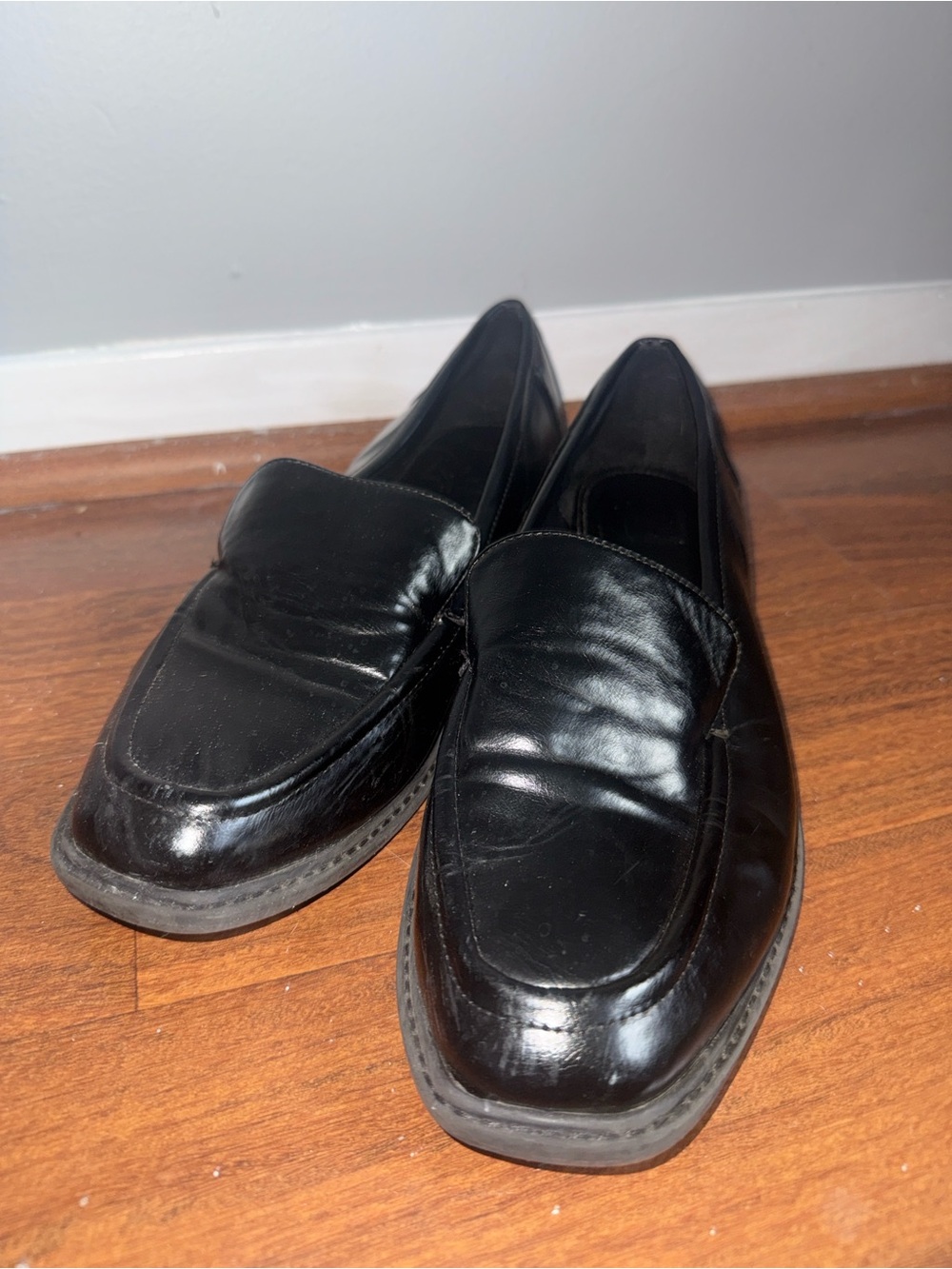 Black Leather Slip-On Loafers